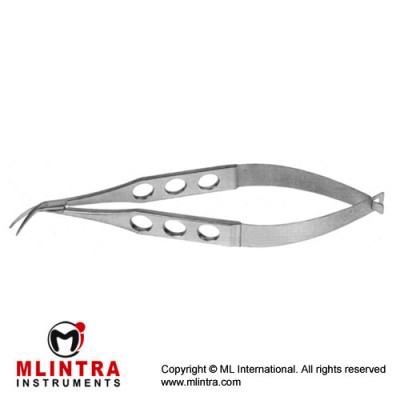 Katzin Corneal Transplant Scissor Right - Strongly Curved - Medium Blades - With Lock Stainless Steel, 11 cm - 4 1/2"